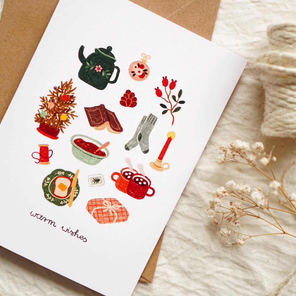 Warm Wishes | Dobbelt kort med konvolutt