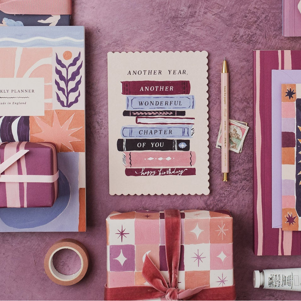 Bookish Birthday | Dobbelt kort med konvolutt