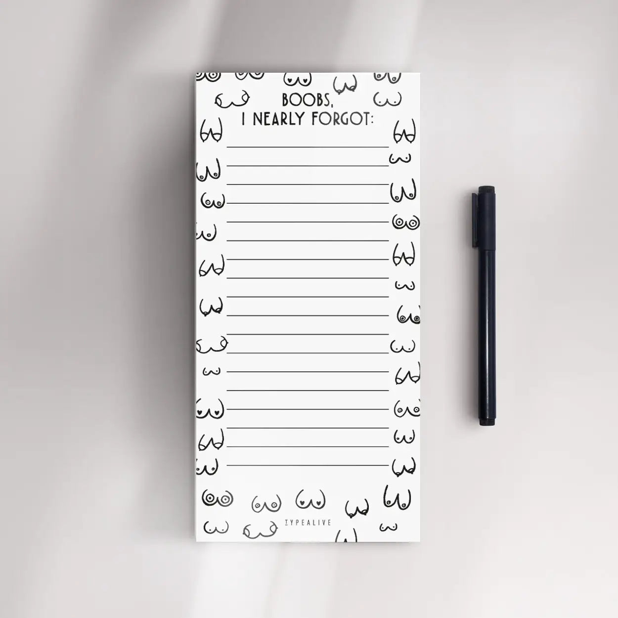 Notepad "Boobs I Nearly Forgot"